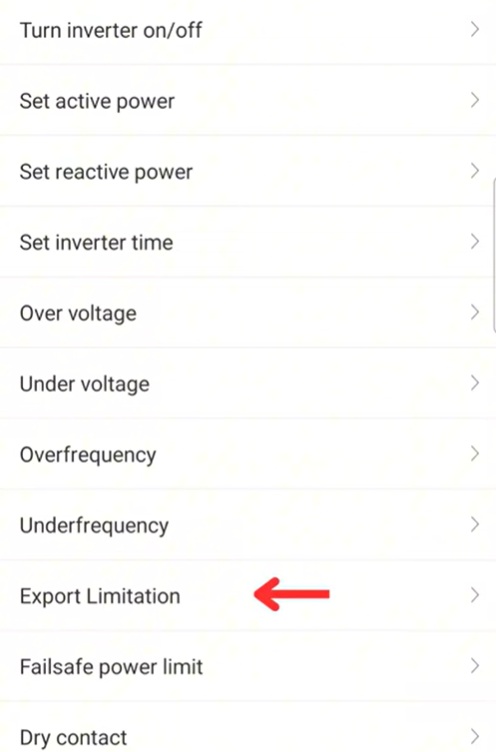 acceso menu limite exportacion shinephone