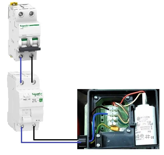 esquema conexionado protecciones bomba agua monofasica 1 caballo con magnetotermico y diferencial