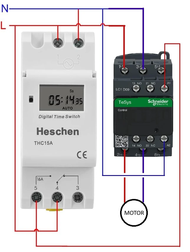 esquema conexionado temporizador a contactor 230v universal
