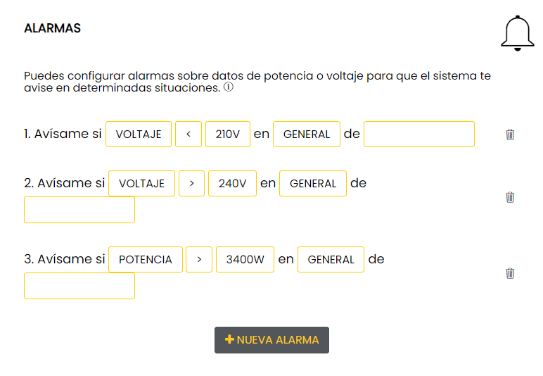 Configuración de alarmas 